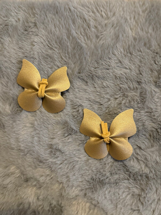 Leather Flutter Piggie Bows (Gold)