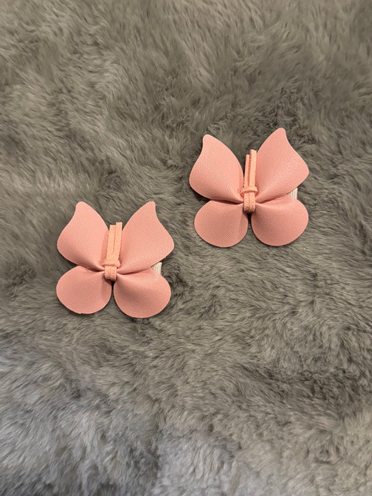 Leather Flutter Piggie Bows (Pink)